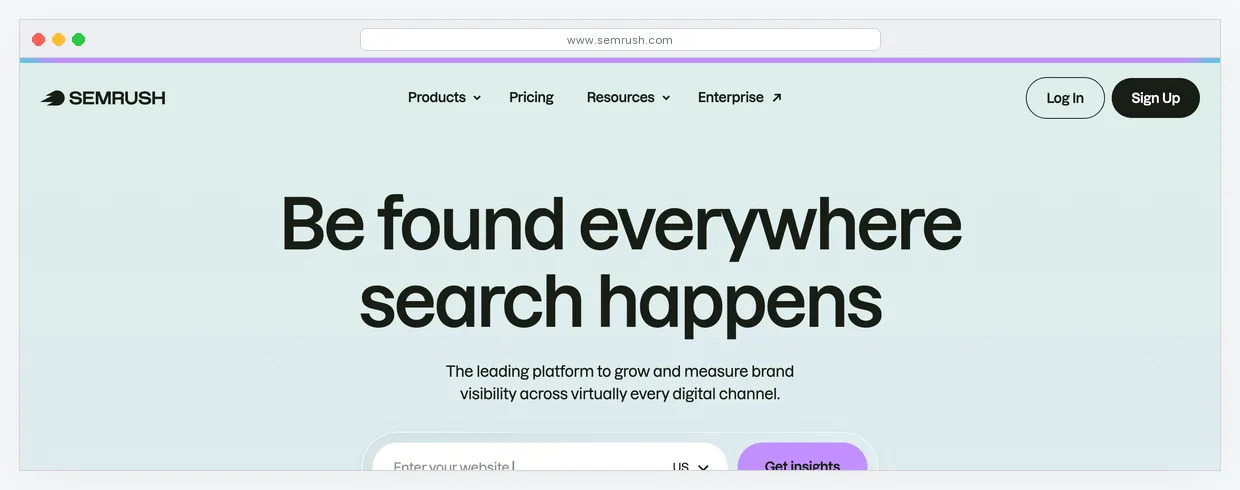 Semrush SEO platform showing keyword and competitor data dashboard